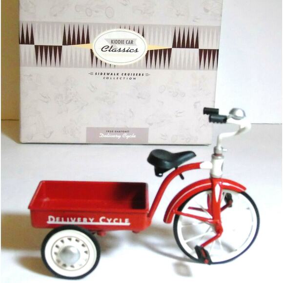 Hallmark Sidewalk Cruiser 1950 Delivery Cycle Die Cast Red Wagon Bike Kiddie Car - Picture 2 of 7